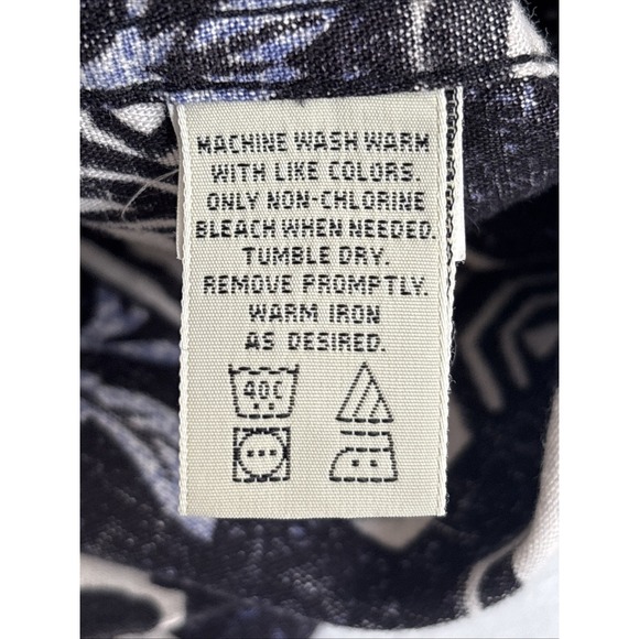 Eddie Bauer Men's M Black White Retro Linen Blend Tropical Hawaiian Short Sleeve - Picture 9 of 13